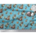 thumbnail image 3 of Soimoi Poly Georgette Fabric Musical Instruments,Monkey & Rat Cartoon Fabric Prints by Yard 42 Inch Wide, 3 of 3