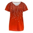 thumbnail image 5 of ClodeEU Women's Print V-Neck Short Sleeve Blouse with Flounce Sleeve,Summer Trendy Shirts Orange,Womens Plus M, 5 of 5
