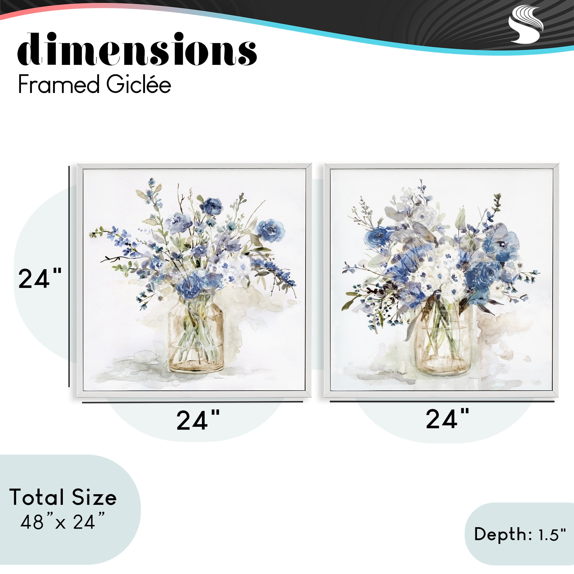Stupell Industries Spring Watercolor Vases 2 Piece White Framed Giclee Art Set, design by Carol Robinson