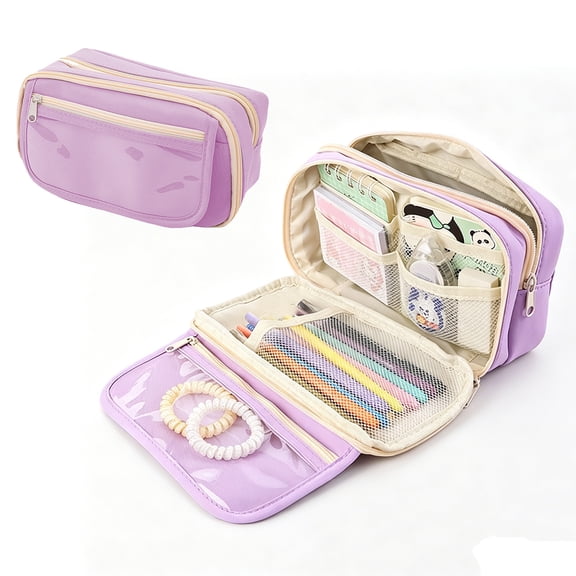 Nkmbld Large Capacity Pencil Case, Soft Pencil Pouch with Zipper, Multiple Pockets, Large Pencil Bag with 4 Compartments, Cute Pencil Case Pouch Organizer