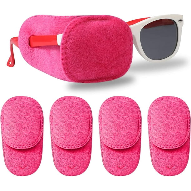 Parche para el ojo para niños de 4 piezas, parche para el ojo médico Para adultos y niños ortoptistas con ambliopía, cubre los parches para los ojos de las gafas, oclusión del ojo rosado para el entrenamiento del ojo con ambliopía ER