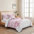 thumbnail image 5 of Full Quilt Set 78''x90'', Cherry Blossom Lightweight Summer Bedspread Coverlet Set with 2 Pillow Shams, Gradient Tree Pink Flower Plant Breathable All Season Quilt Bedding for Bedroom/Guest Room, 5 of 9