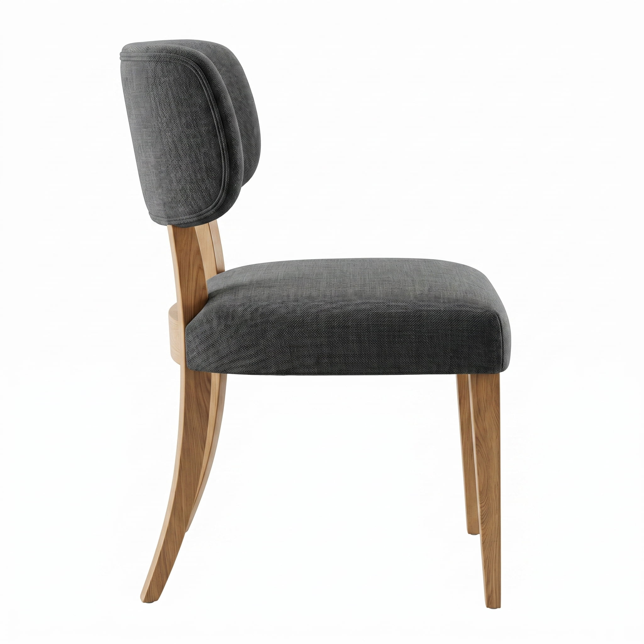 Wooden Dining Chairs Set of 2 with Fabric Upholstered Seat, Modern Farmhouse Dinner Chair for Kitchen and Dining Room, Dark Grey