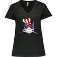 thumbnail image 3 of Inktastic 4th of July Patriot Shark Women's Plus Size V-Neck T-Shirt, 3 of 5