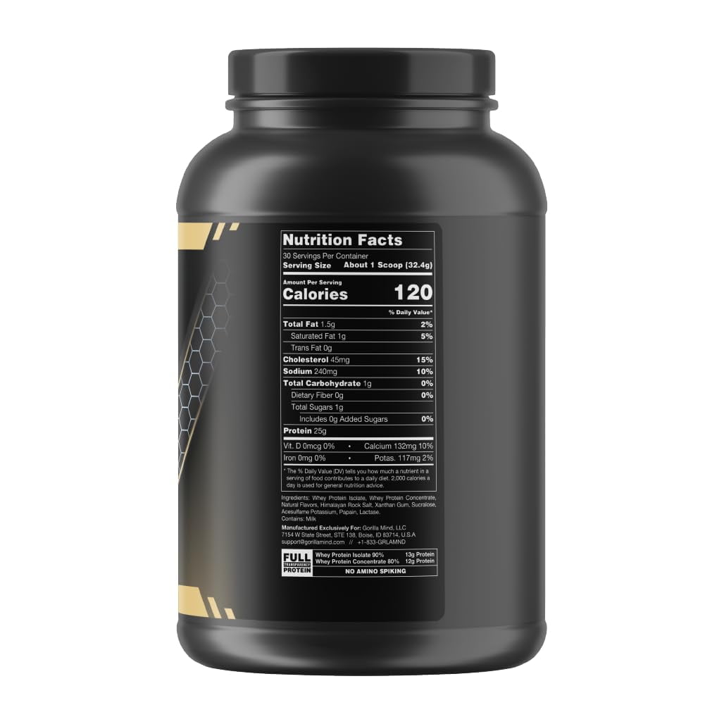 Gorilla Mode Premium Whey Protein - Vanilla Ice Cream / 25 Grams of Whey Protein Isolate & Concentrate / Recover and Build Muscle (30 Servings)