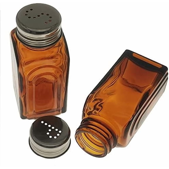 Ritadeshop Retro Glass Salt and Pepper Shakers Set (2, Amber)