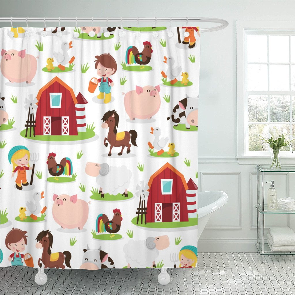 Animal Shower Curtain Cat Cowboy Bathroom Waterproof Polyester Decor 71inch 