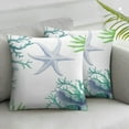thumbnail image 2 of COMIO Nautical Coastal Throw Pillow Covers Set of 2 Beach Theme Blue Seashell Coral Starfish Pillow Cover Summer Couch Pillow Cases Outdoor Sofa Cushion Cover Modern Decor for Bed Living Room White, 2 of 6