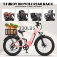 thumbnail image 4 of ESKUTE 750W Electric Bike for Adults – 20 MPH, 80-Mile Range, 48V 20.8Ah Battery, 26"x4.0" Fat Tires, Full Suspension, Step-Thru, 8-Speed – Pink, 4 of 9