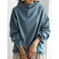 thumbnail image 6 of Womens Oversized Sweatshirts Stand Collar Pullover Long Sleeve Hoodies Tops Fall Fashion Outfits Clothes Blue S, 6 of 9