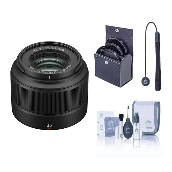 Fujifilm XC 35mm f/2 Lens, Bundle with 43mm Essentials Filter Kit and Lens Cap Tether
