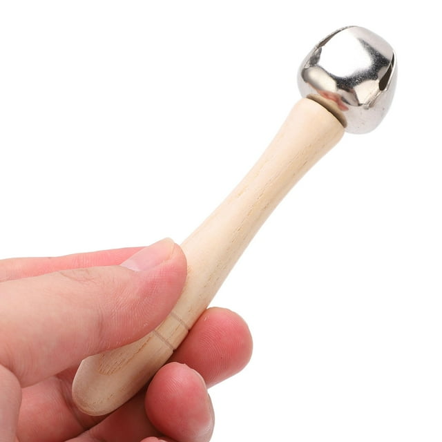 Hand Jingle Bell, Cabeza Redonda de Madera Maciza de Madera Fácil de Madera Musical Fun Ergonómica Rica Tonos Suaves para Tocar