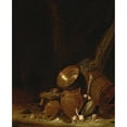 thumbnail image 2 of Willem Kalf 12x14 Black Ornate Wood Framed Double Matted Museum Art Print Titled: Kitchen Interior (1638), 2 of 5