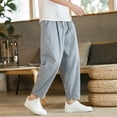 thumbnail image 4 of 2023 Summer Men's Trousers Cotton Linen Fashion Casual Pants Solid Color Breathable Loose Shorts Straight Pants Streetwear M-5XL, 4 of 6