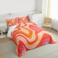 thumbnail image 3 of jejeloiu Waves Lines Full Size Comforter Sets,Minimalism Geometric Stripes Bedding Comforter Set,Red Orange Pink Bedding Sets For Girls Boys,Super Cozy Room Decor Reversible,3pcs, 3 of 8