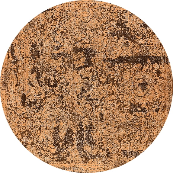 Ahgly Company Indoor Round Oriental Orange Industrial Area Rugs, 8' Round