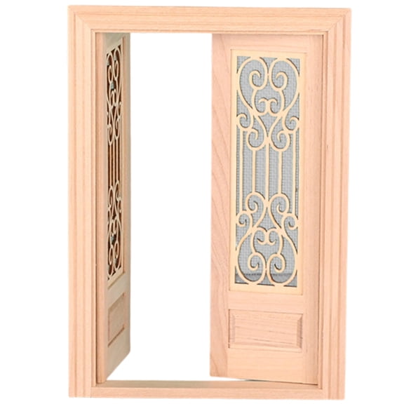 Unpainted Double Hinged Door For Dollhouses Construction 1/12 Scale Miniature Building Accessory