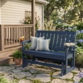 thumbnail image 6 of Poly Lumber Patio Glider, HIPS Material Weather-Resistant Swing Bench for Outdoor Porch Garden（Navy Blue, 2-Seater), 6 of 7