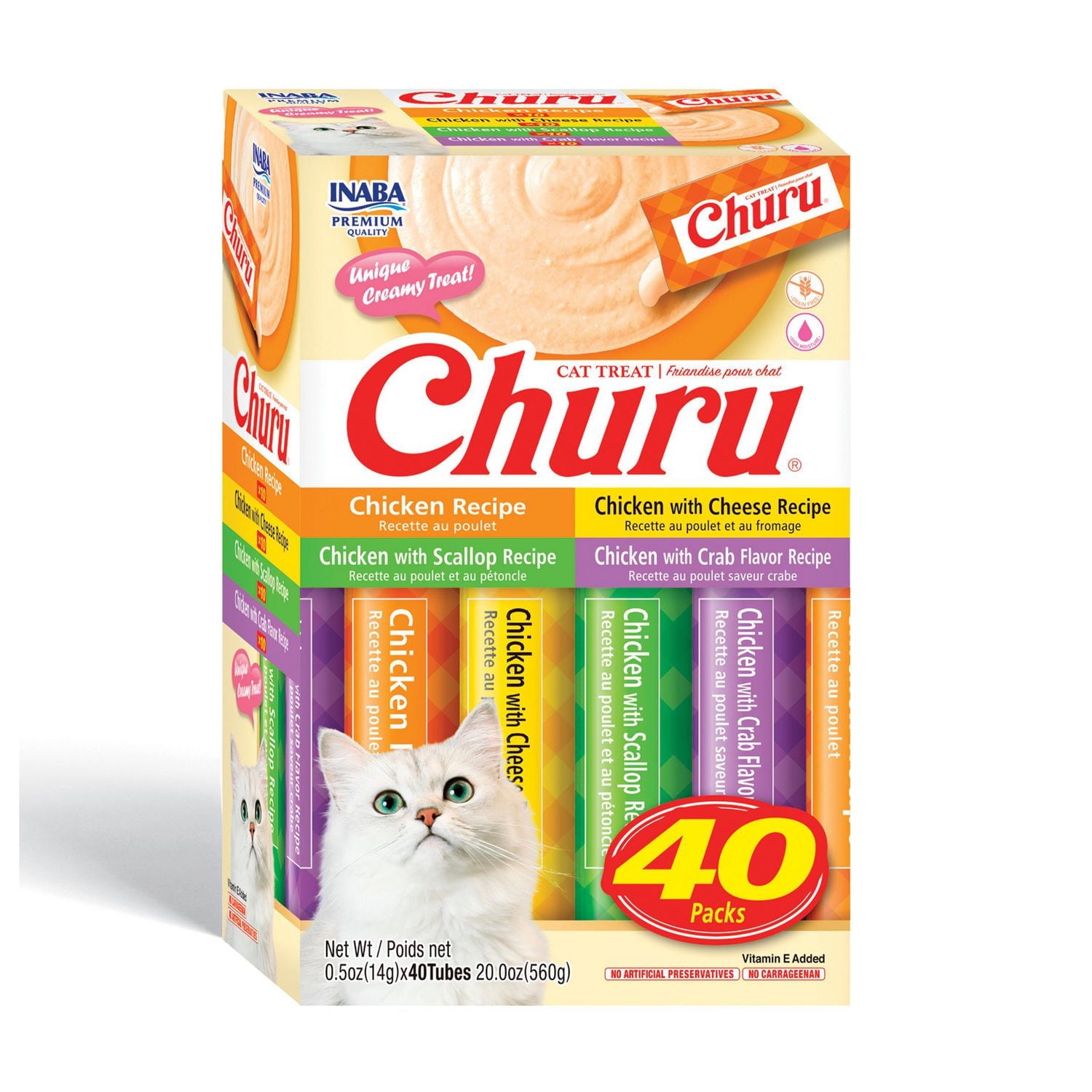 INABA Churu Cat Treats, Grain-Free Lickable Creamy Purée with