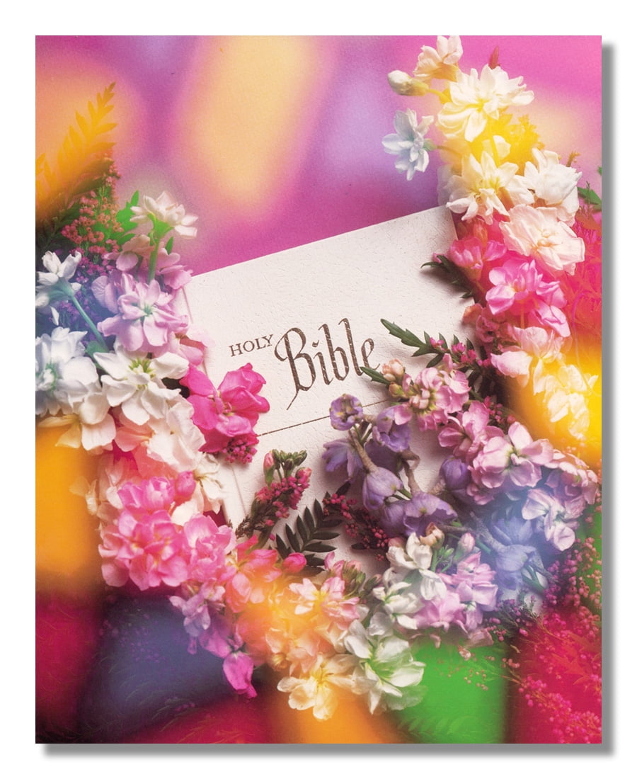 Holy Bible with Flower Arrangement Religious Photo Wall Picture 8x10
