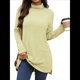 thumbnail image 3 of Camiseta Holgada de Larga con Cuello Alto y Estampado Geométrico de Jacquard para Mujer, Otoño e Invierno. Amarillo M, 3 of 10