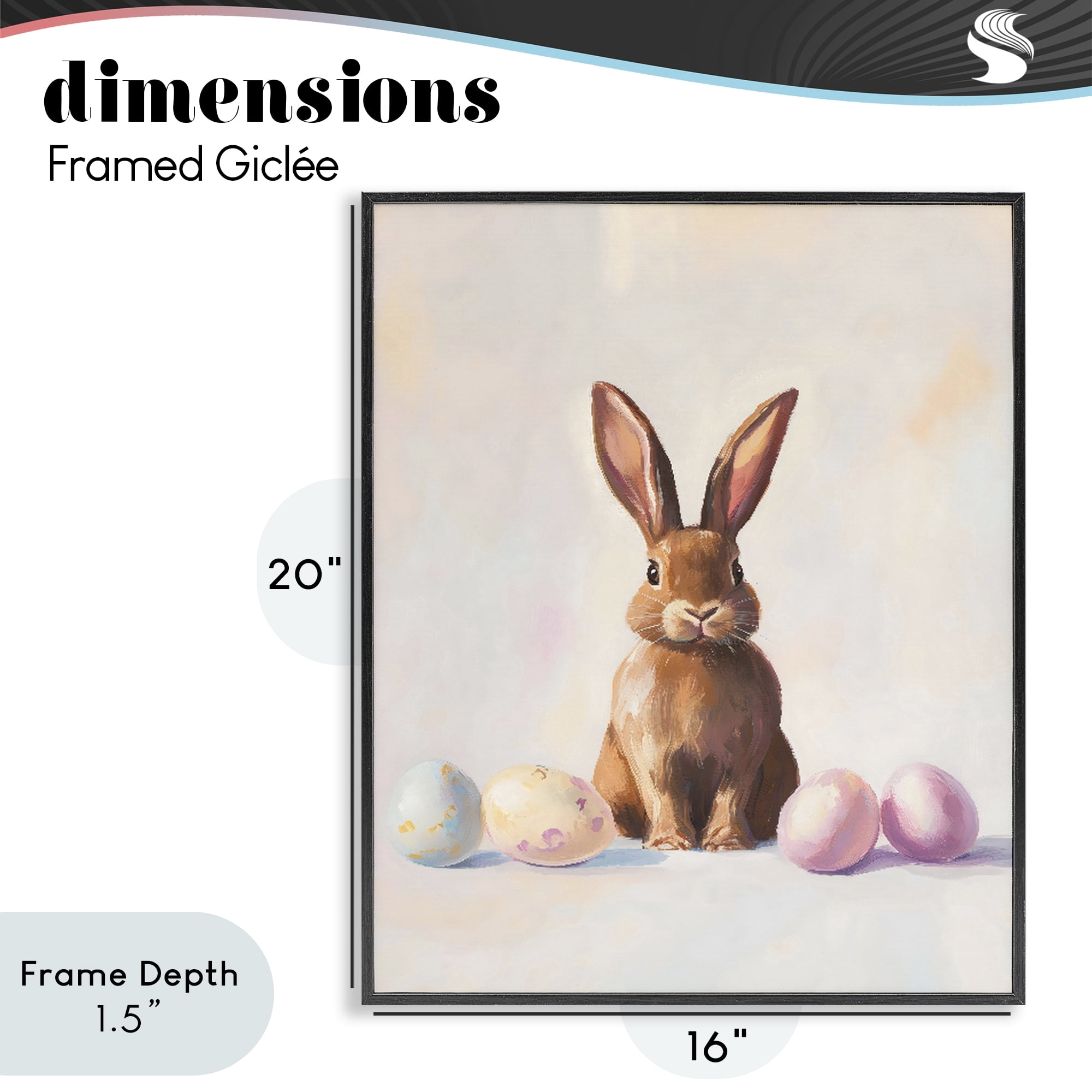Stupell Industries Easter Bunny with Pastel Eggs Black Framed Giclee Art, design by The Prints Vibe