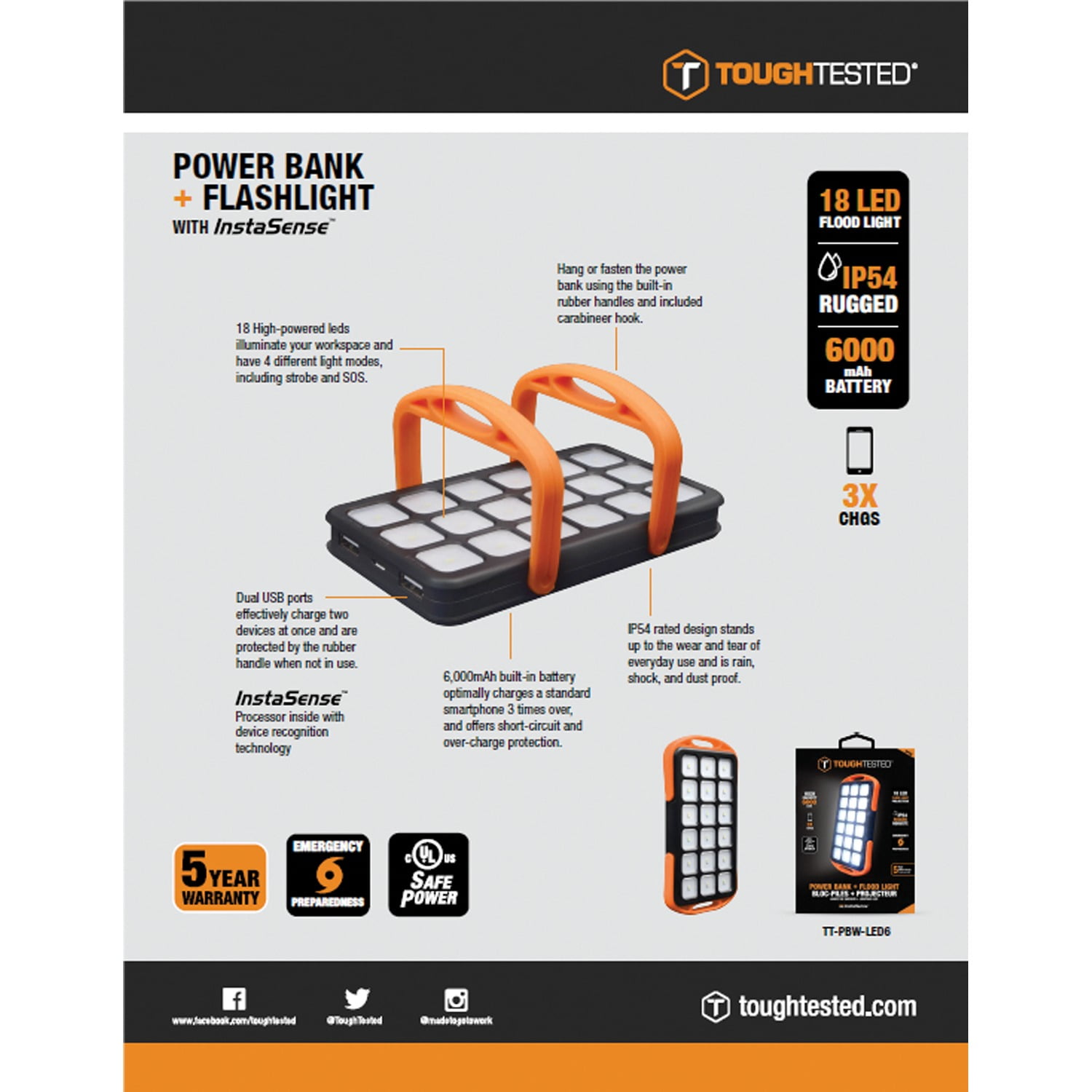 tough tested power bank flood light