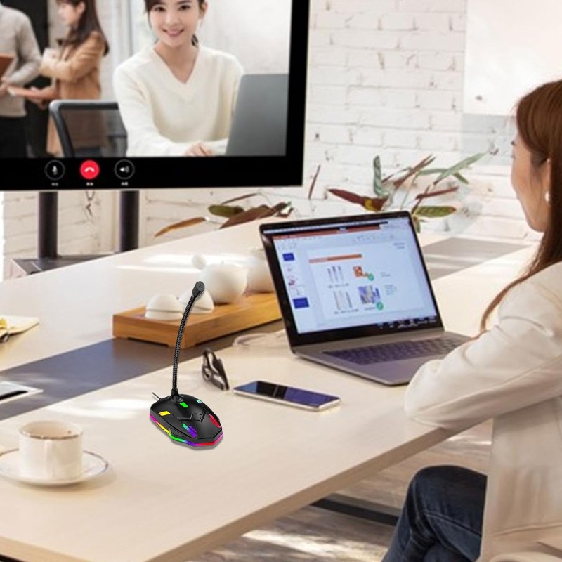 Microphone for PC,Condenser PC Laptop Mic | Plug &, 360 Degree Adjustable Gooseneck Design, Noise-Canceling Technology, USB Microphone for PC