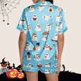 thumbnail image 4 of CQXIDFH Matching Halloween Pajamas Plus Size Halloween Pumpkin Print Short Sleeve Button Top and Shorts Set Cute Sleepwear Casual Lounge Home Wear, 4 of 8