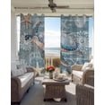 thumbnail image 4 of Blackout Curtains for Bedroom, Blue Turtle Coastal Room Darkening Window Drapes for Living Room, Summer Beach Nautical Starfish Coral Thermal Insulated Grommet Curtains, 52x63 inch, 2 Panels, 4 of 9