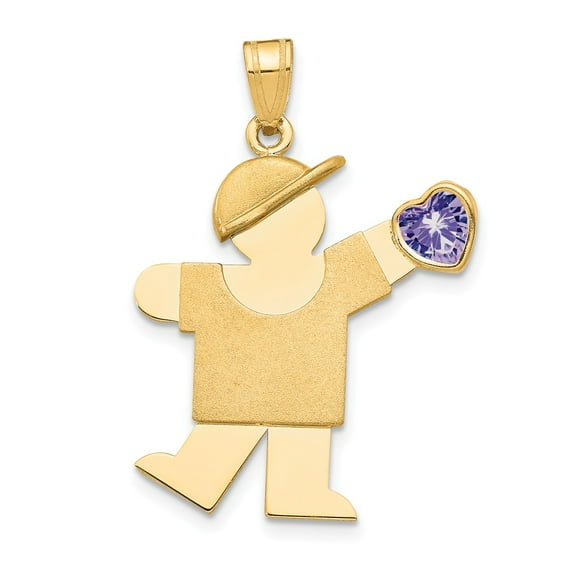 FB Jewels 14K Yellow Gold Boy with CZ June Birthstone Charm