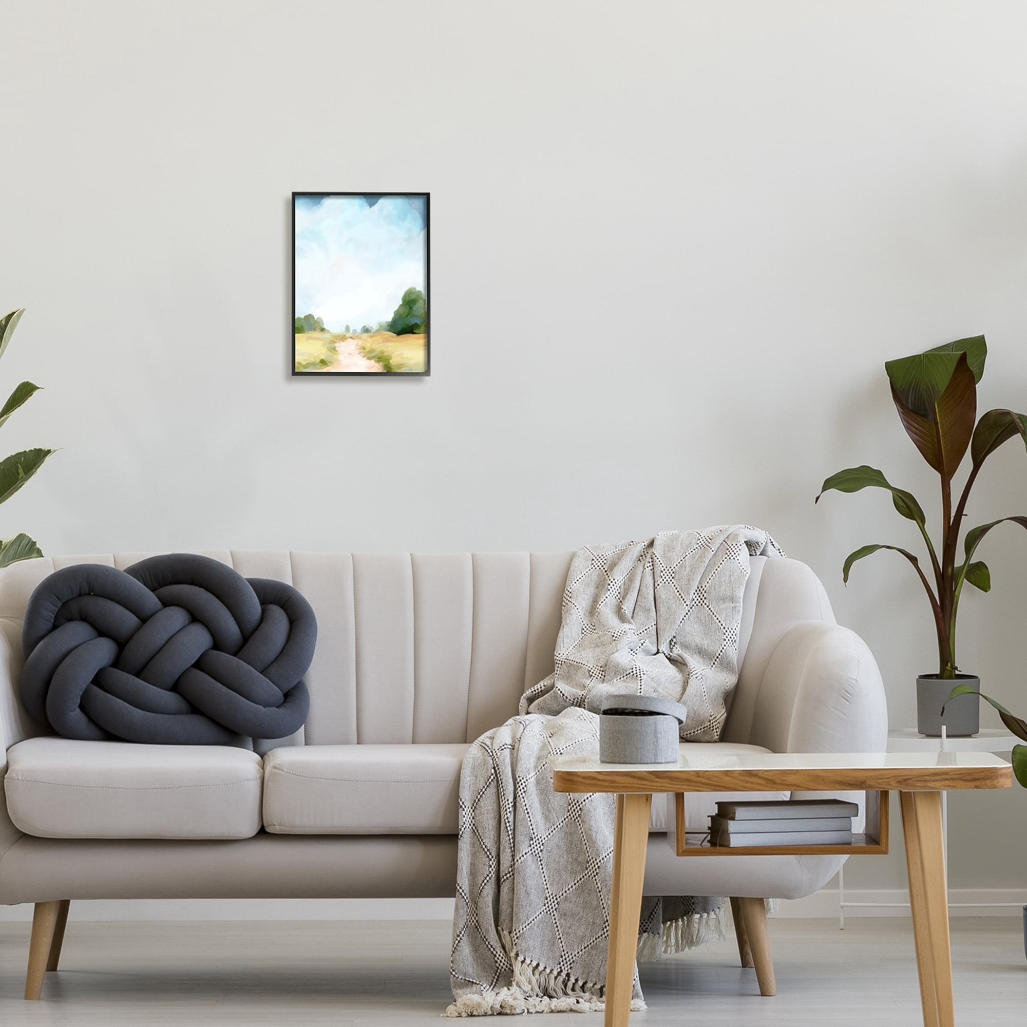 Stupell Industries Rural Country Path Abstract Trees Puffy Clouds Painting Black Framed Art Print Wall Art, Design by Amy Hall