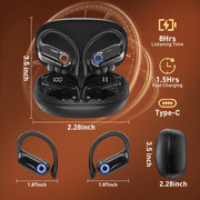 ETEPEHI Wireless Earbuds - 68Hrs Bluetooth 5.4 Headphone Sport, Bluetooth Earbuds Stereo Deep Bass Over Ear Bud with Earhooks, Wireless Headphones for Workout/Running