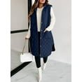 thumbnail image 3 of Sleeveless Women Long Puffer Hood Quilted Winter Outwear Vest Jackets Coats, 3 of 4