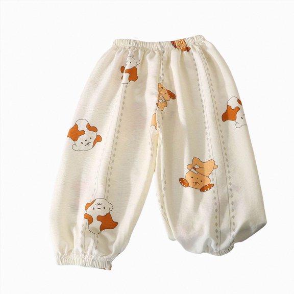 Gubotare Baby Barrel Pants Baby Boys Girls Cotton Linen Bloomers Pants Kids Elastic Waist Long Harem Jogger Pants Summer Loose Casual Trousers 3T 4T (Orange,3-4 Years)