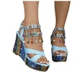 thumbnail image 2 of Mostsola Womens Platform Sandals Trendy Bohemia Jewelly Tassel Wedges Ankle Strap High Heels, 2 of 9