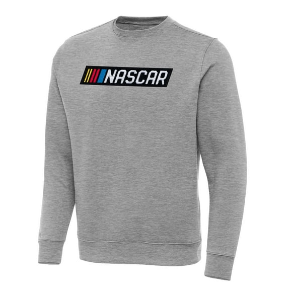 Men's-Antigua  Heather Gray NASCAR Victory Crewneck Pullover Sweatshirt
