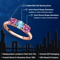 thumbnail image 2 of Gem Stone King 18K Rose Gold Plated Silver Swiss Blue Topaz and Pink Moissanite Engagement Ring for Women | 1.65 Cttw | Round 5MM | Gemstone November Birthstone | Size 5, 2 of 6