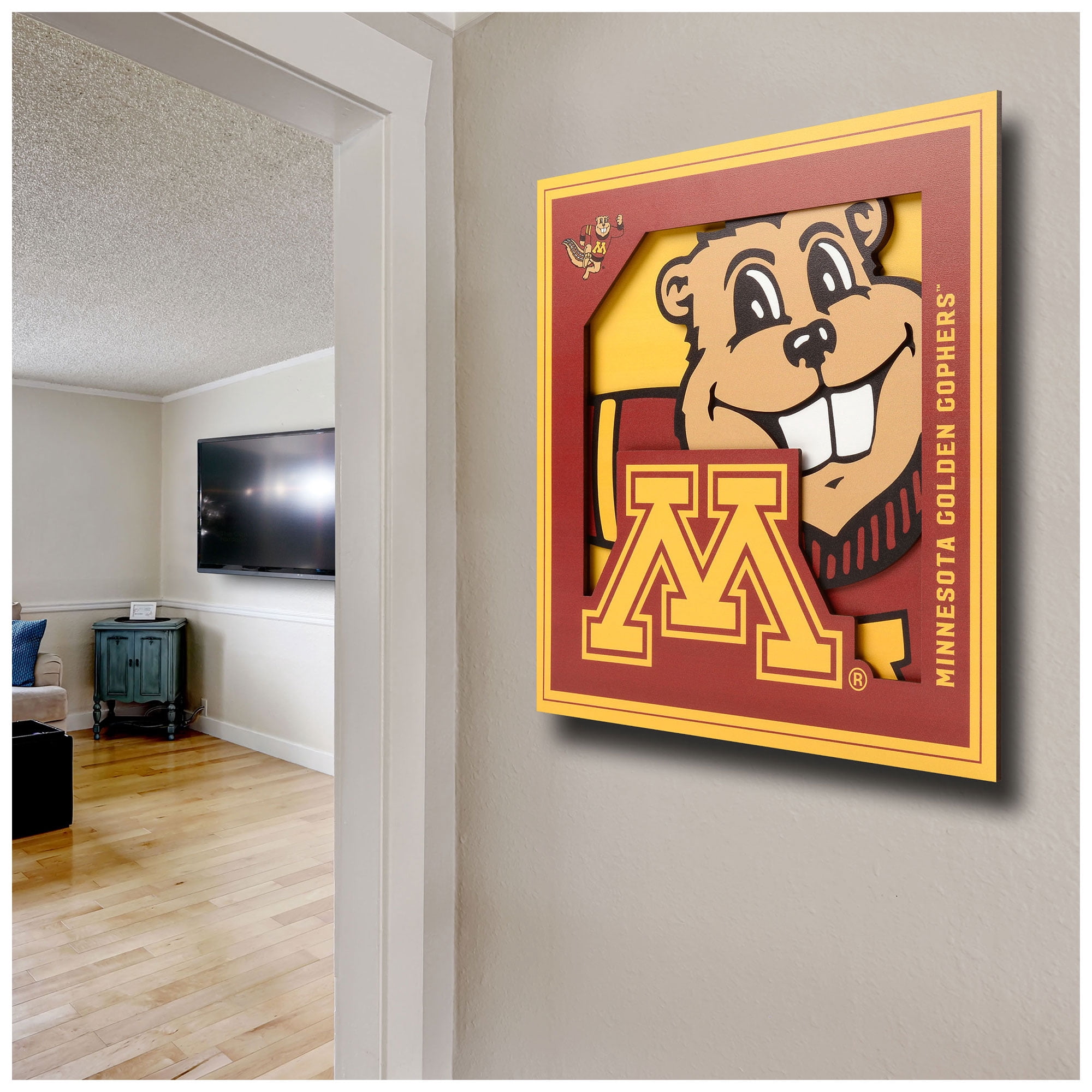 Minnesota Golden Gophers 12'' x 12'' 3D Logo Wall Art