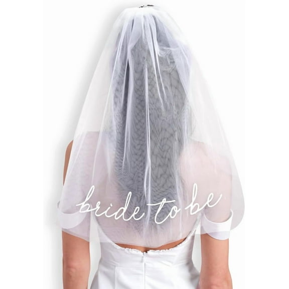 YooGuoGuo Bachelorette Bride To Be Embroidered Veil | BachParty Accessory, Bride To Be Headband Decorations, White Headpiece Bridal Shower Gift, Engagement Supplies, Wedding, Bridesmaid Favors