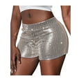 thumbnail image 3 of SAYOO Women Hot Shorts Slim Fit Casual Elastic Shiny Sequins Summer Skinny Shorts Nightclub Streetwear, 3 of 9