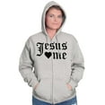 thumbnail image 4 of Jesus Loves Me Religious Christian Womens Plus Size Graphic Zipper Hoodie Brisco Brands 4X, 4 of 5