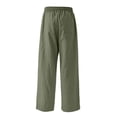 thumbnail image 4 of SONXAHE Toddler Girls Linen Blend Wide Leg Pants Elastic Waist Drawstring Breathable Casual Summer Trousers,Army Green, 4 of 6