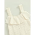 thumbnail image 5 of Seyurigaoka Baby Girls Knitting Romper Solid Color Cutout Patchwork Casual Party Street Spring Fall Jumpsuits for Toddler Kids, 5 of 9