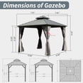 thumbnail image 2 of 8x8 FT Hardtop Gazebo, Aluminum Frame Canopy with Galvanized Steel Double Roof Canopy, Curtain and Netting, Outdoor Metal Pavilion Permanent Gazebo Pavilion for Patio Backyard Deck Lawn, Grey, 2 of 6