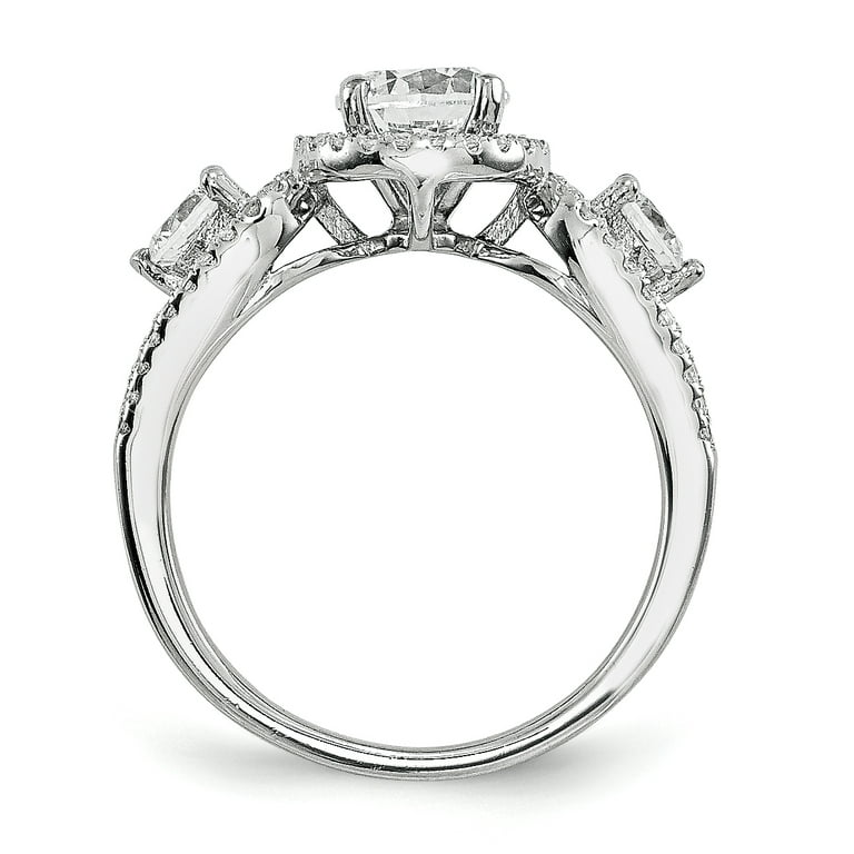 Sterling Silver CZ Brilliant Embers 2-Piece Halo Wedding Set Sterling Silver CZ Brilliant Embers 2-Piece Halo Wedding Set