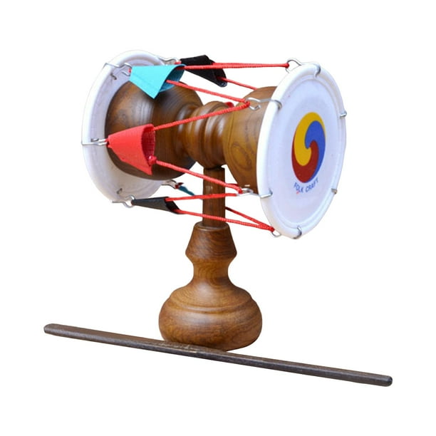 Tambor de doble cara Tambor de mano clásico con baquetas Decoración de madera Decoración para el hogar Regalo Percusión Decorativo Coleccionable Estilo A Hugo tambor coreano