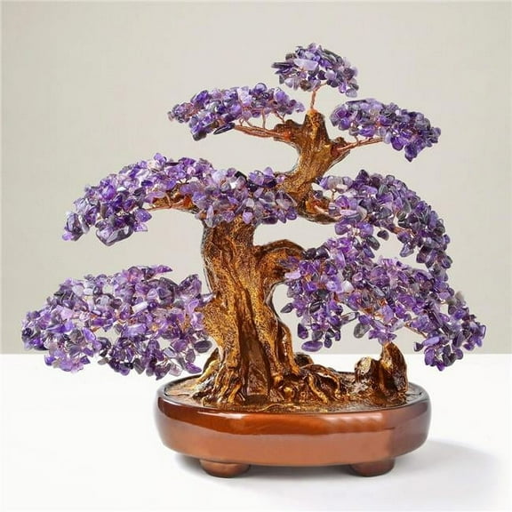 Kalifano K9150N-AM 13 in. Amethyst Bonsai Tree of Life with 1251 Natural Gemstones