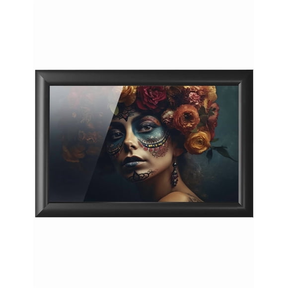 Cuadro Decorativo 47x34 cm Catrina Papel Metálico Textura Brillante