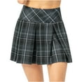 thumbnail image 2 of Women Plaid Casual Mini Skater Skirt with Shorts Elastic Tennis Skirt High Waist Basic Pleated Golf Skorts with Pockets Gray XL, 2 of 7